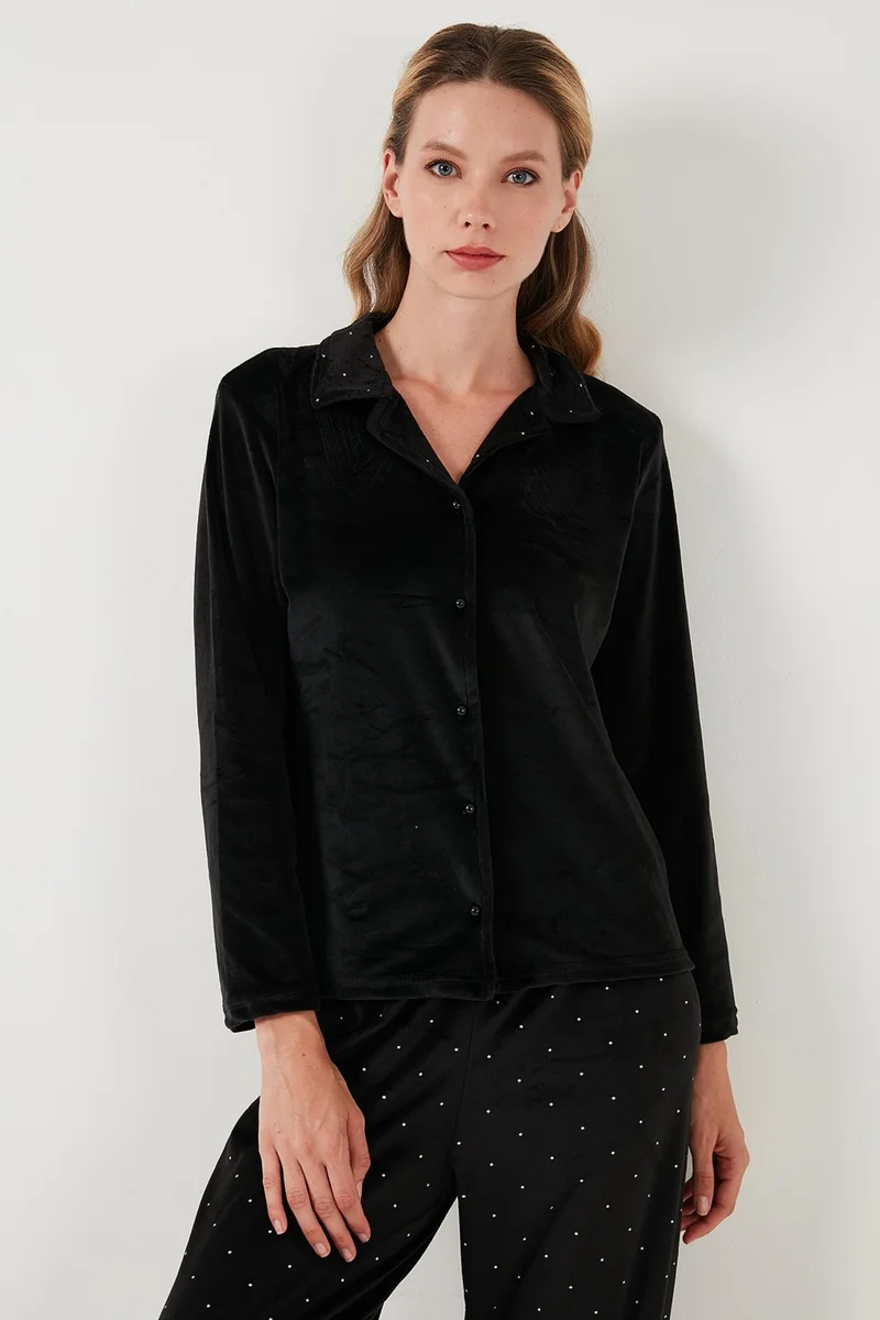 Lela Regular Fit Patterned Shiny Velvet Pajama Set Women's Pajama Set 65713311