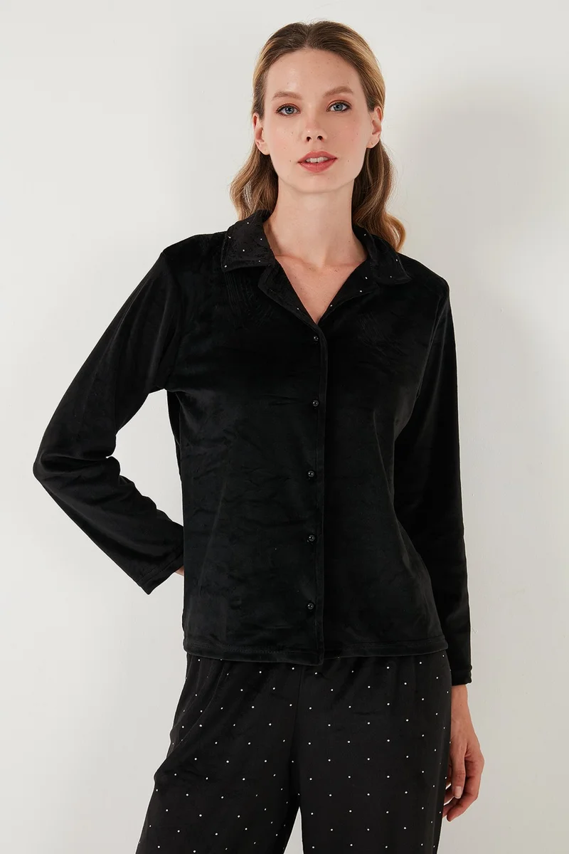 Lela Regular Fit Patterned Shiny Velvet Pajama Set Women's Pajama Set 65713311