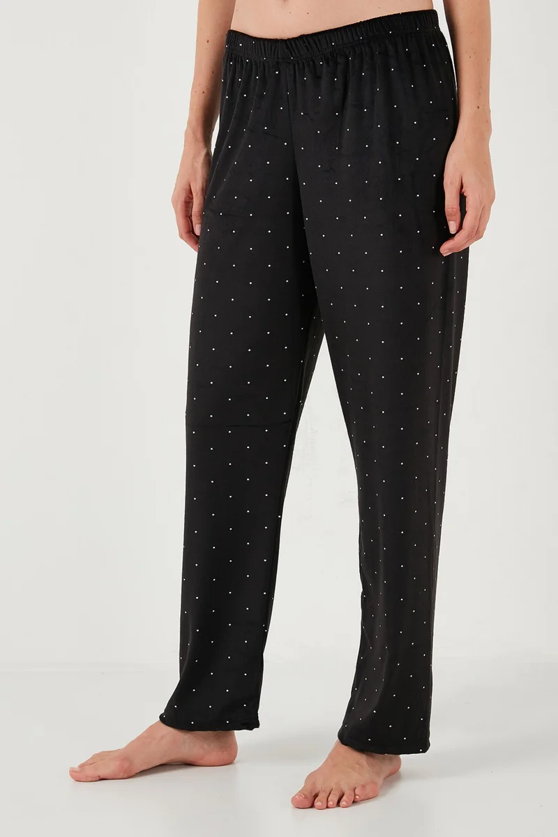 Lela Regular Fit Patterned Shiny Velvet Pajama Set Women's Pajama Set 65713311