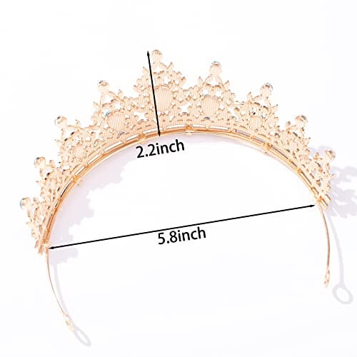 FORSEVEN Crystal Tiaras for Women, Wedding Tiaras and Crowns for Women Tiara for Girls Birthday Party Princess Crown Hair Accessories Bride Rhinestone Headbands (Gold+Lake Blue) - Image 5