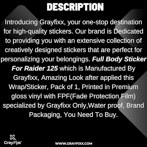 Grayfixx Nitro Edition Full Body Sticker for Raider 125 | Raider Decals Made in Premium Gloss Vinyl with FPF (Fade Protection Film) Water Proof Precut Sticker Pack of 1 with 2 Years Warranty - Image 4