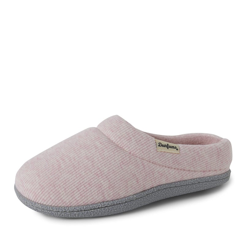 Dearfoams Women's Lacey Machine Washable Memory Foam Comfort Easy on/Off Clog Slipper, Pink Heather, Medium - Image 5
