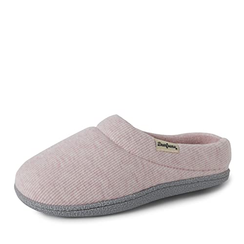 Dearfoams Women's Lacey Machine Washable Memory Foam Comfort Easy on/Off Clog Slipper, Pink Heather, Medium - Image 1