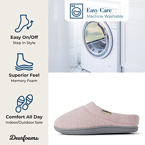 Dearfoams Women's Lacey Machine Washable Memory Foam Comfort Easy on/Off Clog Slipper, Pink Heather, Medium - Image 2