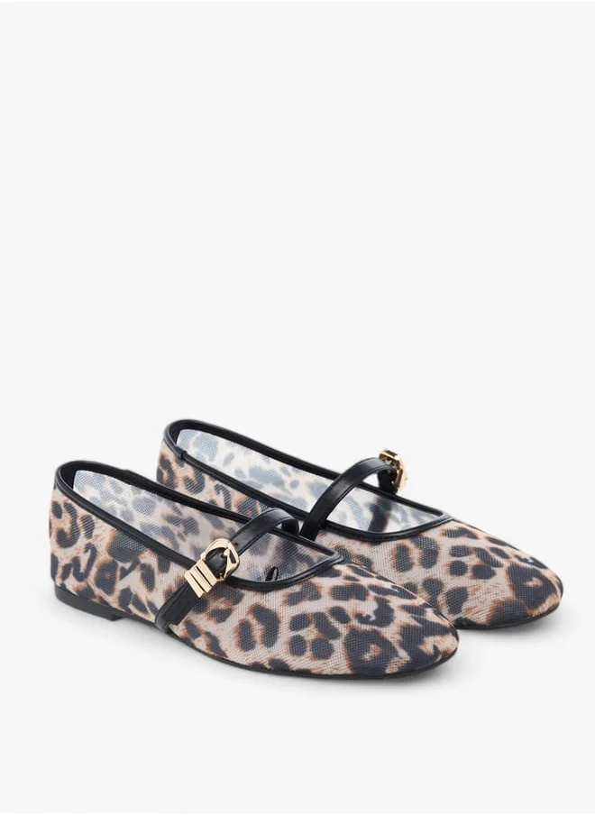 Celeste Womens Animal Print Slip-On Shoes With Buckle Closure