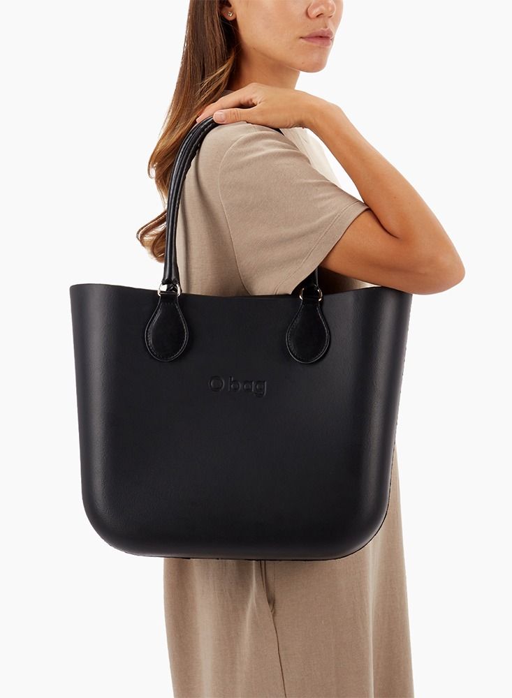 O bag classic with Long Tubular Eco Leather Handles in Black - Image 1