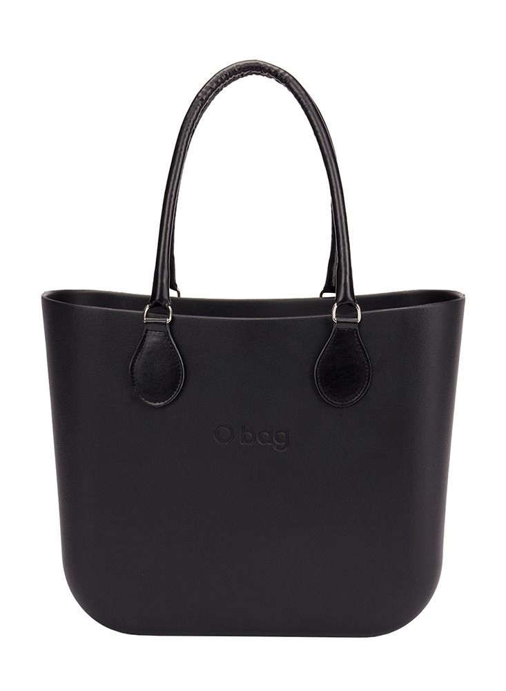 O bag classic with Long Tubular Eco Leather Handles in Black - Image 2