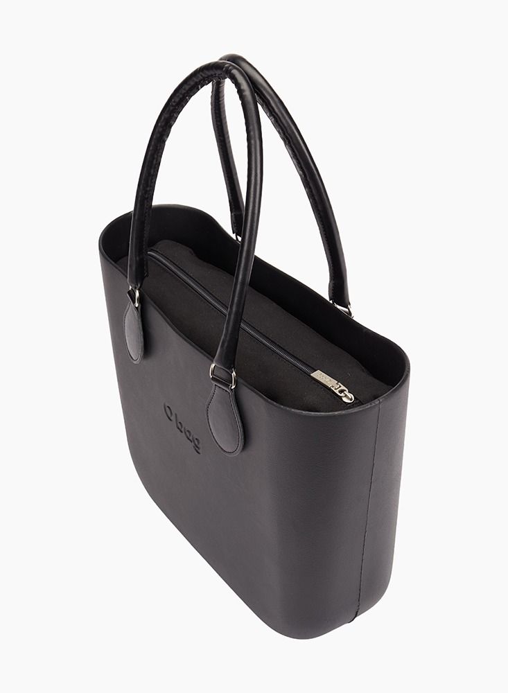 O bag classic with Long Tubular Eco Leather Handles in Black - Image 5