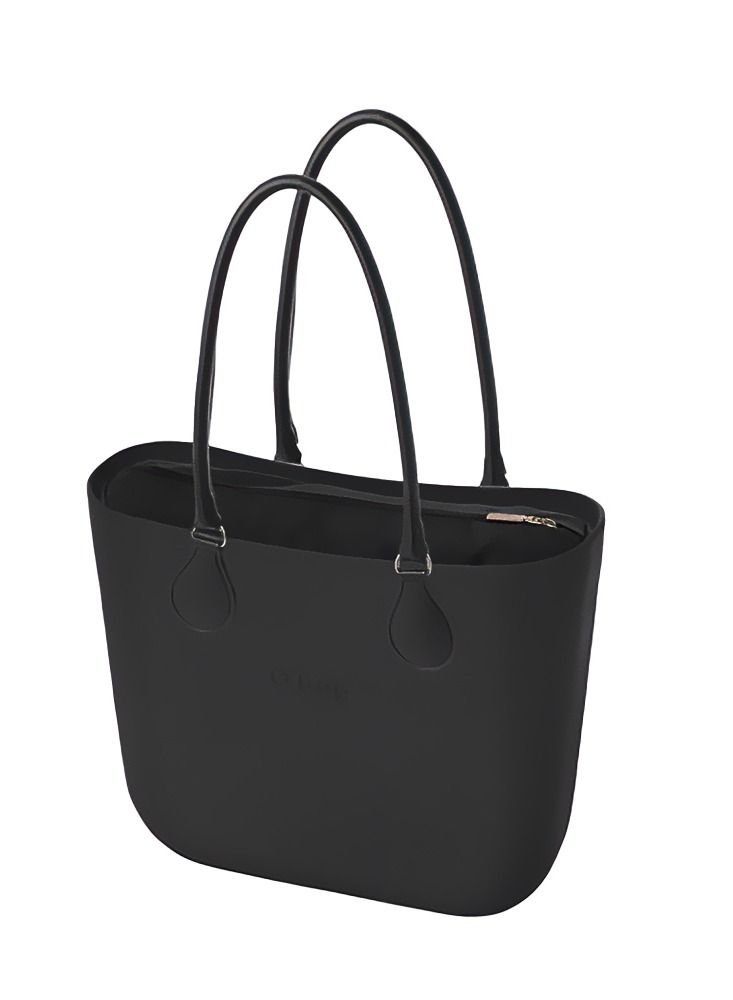O bag classic with Long Tubular Eco Leather Handles in Black - Image 4
