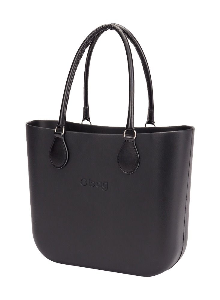 O bag classic with Long Tubular Eco Leather Handles in Black - Image 3