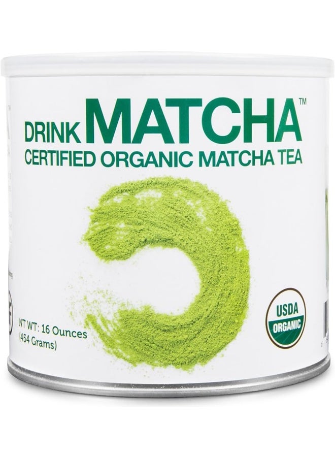 ماتشا مسحوق شاي ماتشا الأخضر العضوي المعتمد من الحمض النووي من ماتشا (علبة قصدير سعة 16 أونصة) - Image 1