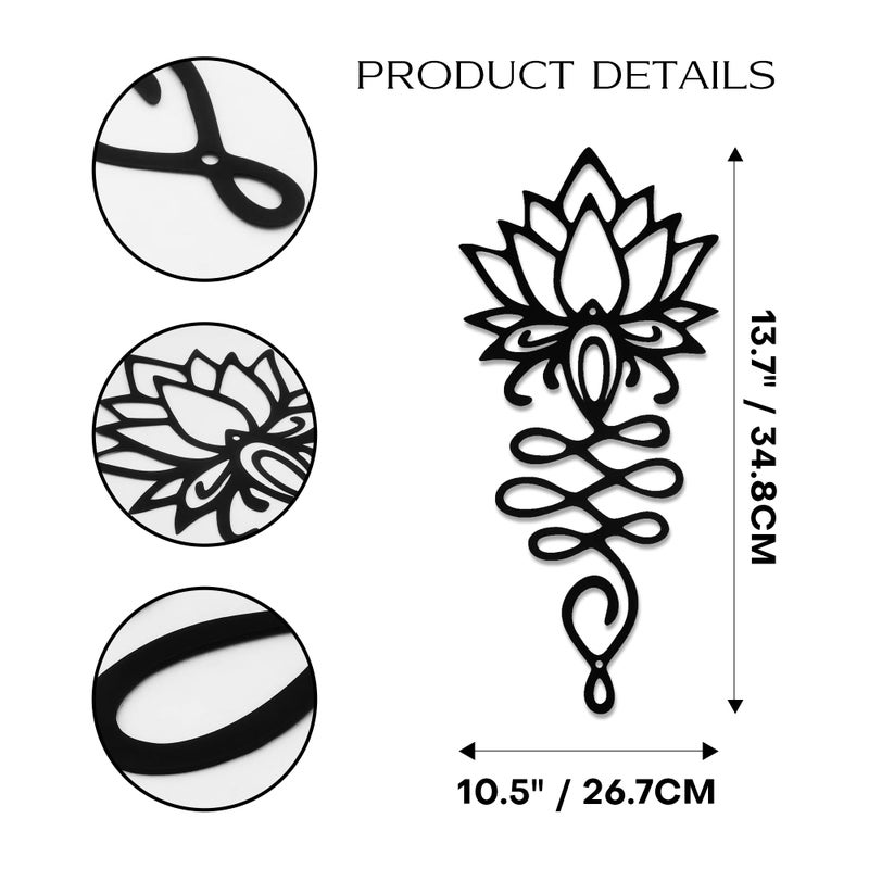 Xedatric Lotus Flower Wall Decor â€“ Black Metal Yoga Wall Art with Lotus Design, Spiritual Home DÃ©cor Sculpture for Meditation Spaces, Living Room, Bedroom, Office - Image 2