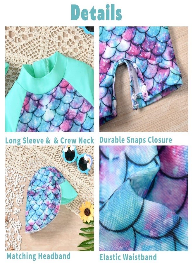 Aalizzwell 18-24 Months Toddler Baby Girls One Piece Long Sleeve Swimsuit Mermaid Bathing Suit Scale Swimwear Beach Wear - Image 4