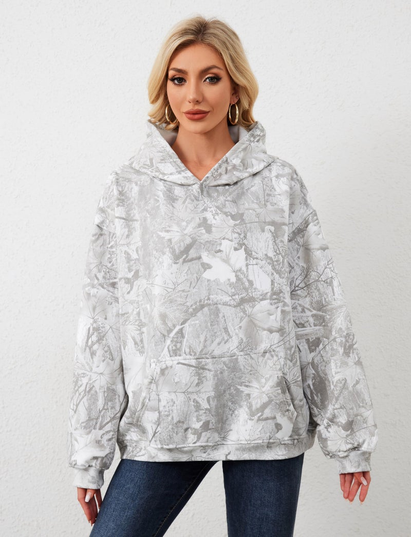 Dsewpaur Camo Fleece Hoodie For Men Women Long Sleeve Drop Shoulder Oversized Hooded Sweatshirt Pullover With Pocket - Image 3