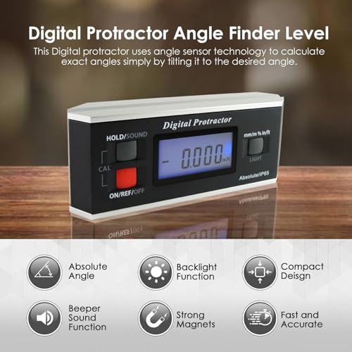 GAIN EXPRESS Digital Angle Finder Magnetic Protractor Inclinometer Angle Level Meter Tool Digital Protractor Bevel Gauge for Woodworking, Table Saw, Construction V-Groove 0~360 degree with Backlight - Image 5