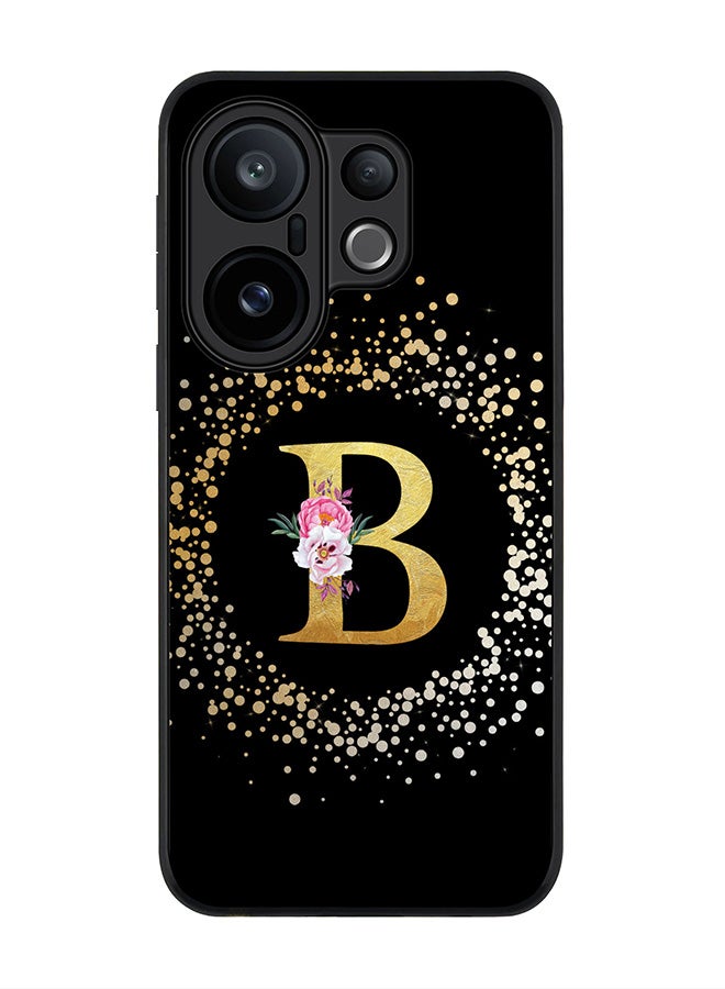 Stylizedd For vivo X200 FE / S30 Pro mini Case,Slim fit Camera Protection, Shockproof Thin Phone cover  - Custom Monogram Floral - B ( Black )