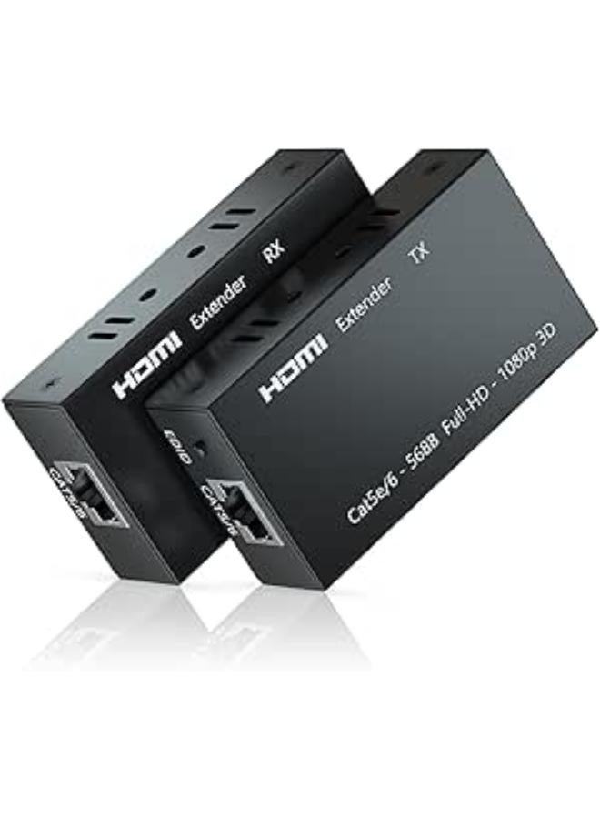 HDMI Extender, 1080P HDMI Transmitter and Receiver Up to 60 Meters(196ft), HDMI Ethernet Sender Repeater Over Singal RJ45 Cat5e/Cat6/Cat7 Ethernet LAN Cable, HDMI to RJ45 and RJ45 to HDMI Transmitter