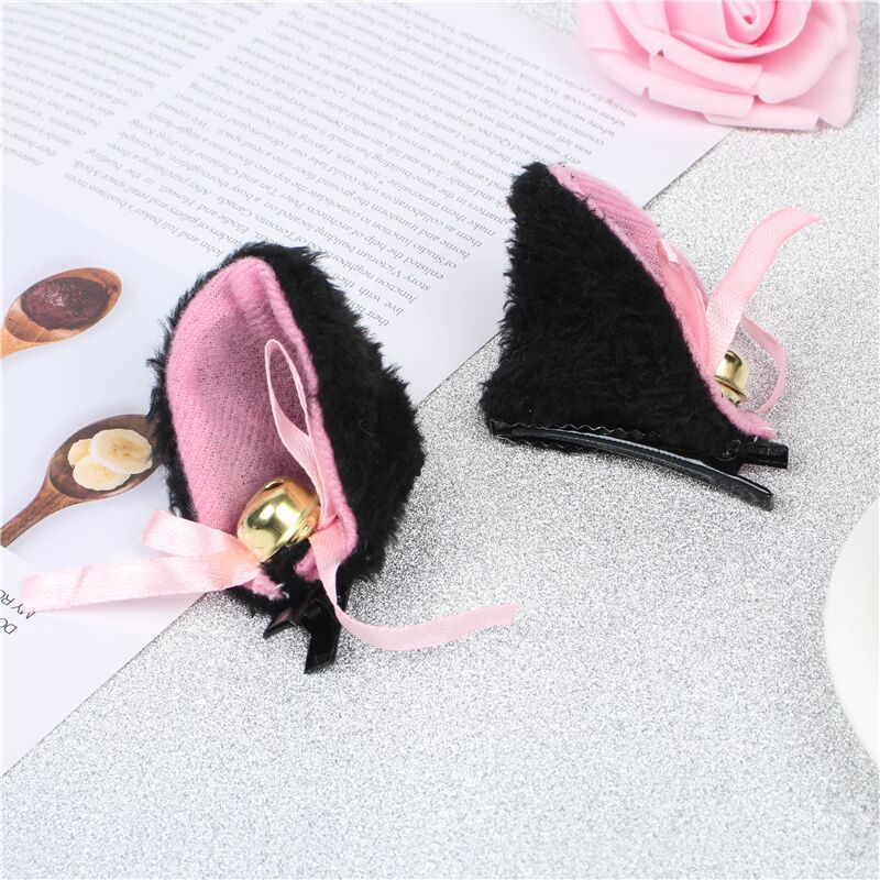 Generic Anime Cat Ear Headband Cosplay Paw Gloves Cute Tail Black hair clip pair