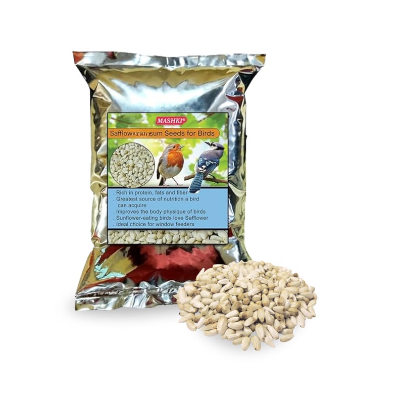 MASHKI Safflower Seeds Dry and Clean Kusum beej Seeds for Bird Food Songbirds Natural Nutrition Food (2 KG) - Image 1