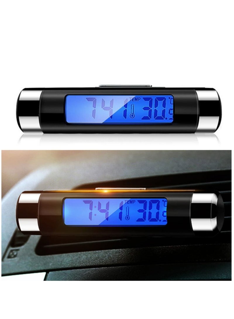 Generic 1pcs Car Digital Clock & Temperature Display Electronic Clock Thermometer Auto Electronic Clock LED Backlight Digital Display  - Image 3