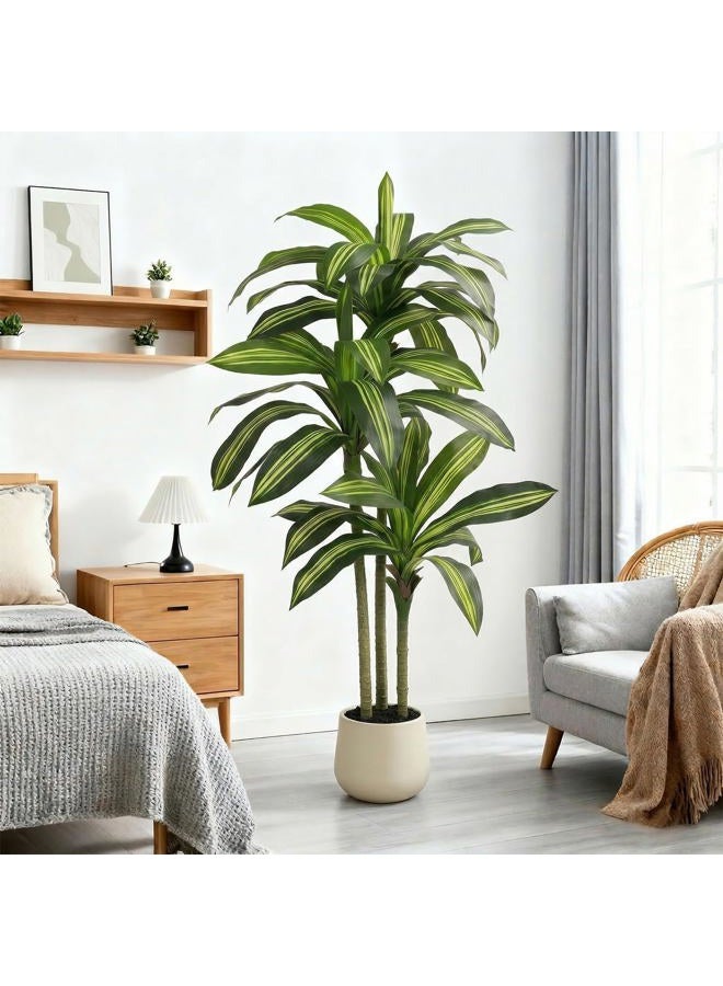TIMBERHIDE 5FT Artificial Tree Dracaena Plant in Decorative Pot-Realistic Fake Plant for Indoor Outdoor Use,Home Office Living Room Decor,Real Touch Leaves,Housewarming Gift,Black Planter - Image 5