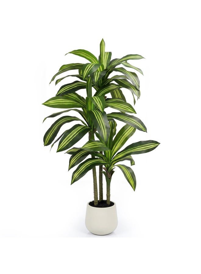TIMBERHIDE 5FT Artificial Tree Dracaena Plant in Decorative Pot-Realistic Fake Plant for Indoor Outdoor Use,Home Office Living Room Decor,Real Touch Leaves,Housewarming Gift,Black Planter - Image 1