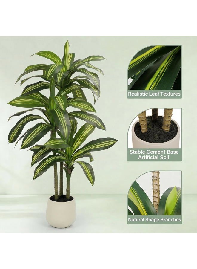 TIMBERHIDE 5FT Artificial Tree Dracaena Plant in Decorative Pot-Realistic Fake Plant for Indoor Outdoor Use,Home Office Living Room Decor,Real Touch Leaves,Housewarming Gift,Black Planter - Image 4