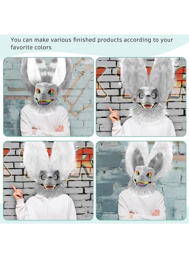 Seenelling 13 Pcs DIY Dino Mask Kit Hard Plastic Dinosaur Mask Furry Therian Dino Costume Kit Animal Dinosaur Party Costume(Gray, White) - Image 4