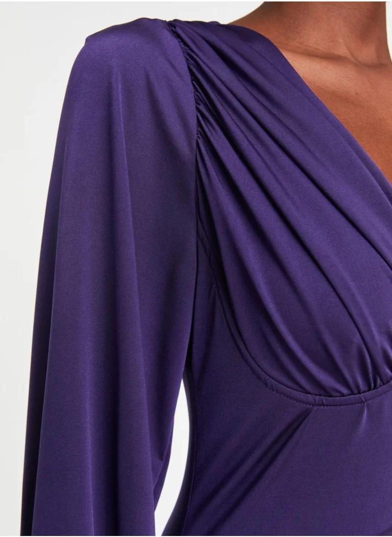 trendyol Balloon Sleeve Knitted Bodycon Dress