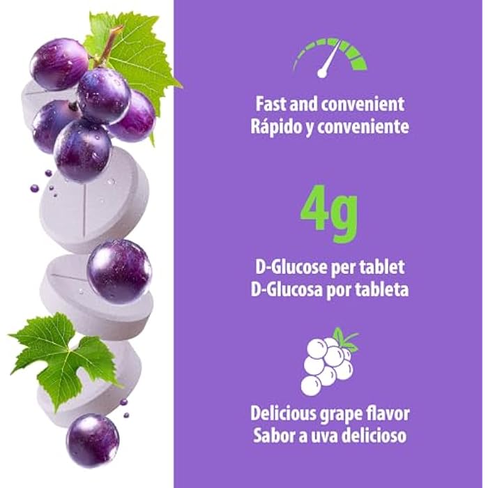 Dex4 Glucose Tablets, Fast Acting Glucose, 4g Pre-Measured Glucose per Tablet, Fat-Free, Gluten-Free, Grape, 50 Count Bottle - Image 3