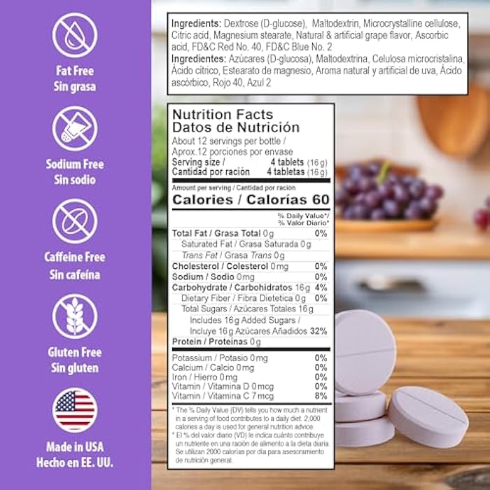 Dex4 Glucose Tablets, Fast Acting Glucose, 4g Pre-Measured Glucose per Tablet, Fat-Free, Gluten-Free, Grape, 50 Count Bottle - Image 5