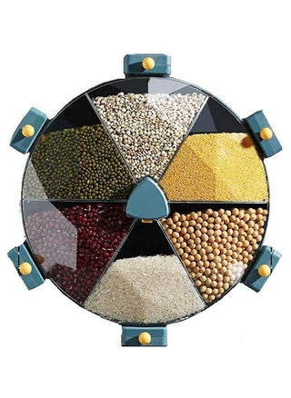 Wall-Mounted Grain Dispenser,Sealed Grain Container Rotating Rice Storage Box Multi Compartments with 6 Compartments Dry Food Dispenser Cereal Container for Kitchen Gadget, Blue - pzsku/ZF2A1EA378E65B3ED9225Z/45/_/1708804175/8ddf74c6-24d7-4283-a0bb-09fd759d85ab