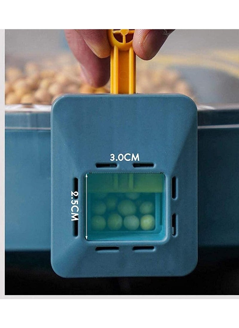 1st - Wall-Mounted Grain Dispenser,Sealed Grain Container Rotating Rice Storage Box Multi Compartments with 6 Compartments Dry Food Dispenser Cereal Container for Kitchen Gadget, Blue - Image 1