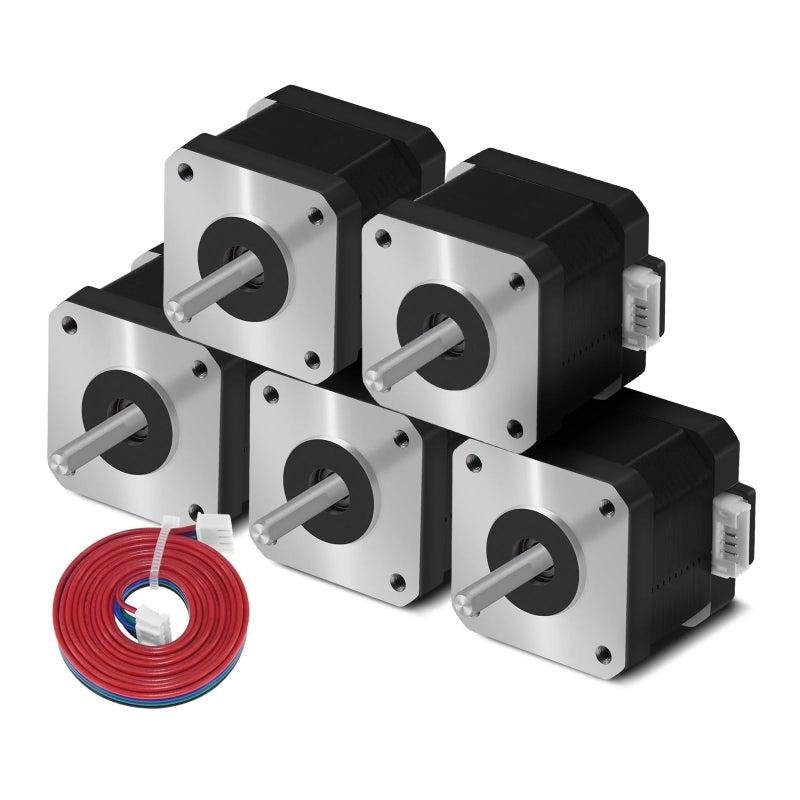 محرك خطوي Nema 17 موديل 17HS4401S 1.5A 4 أسلاك لطابعة ثلاثية الأبعاد ونقاشة CNC (5 قطع) - Image 2