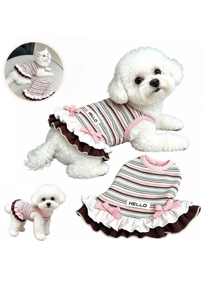 Romantic Pastel Rainbow Striped Party Pet Outfit - Whimsical Soft Pink Princess Dress for Dogs & Cats, Elegant Bow-Knot Summer Breathable Apparel, Anti-Shedding Multi-Colored Skirt, Size XL - Image 3