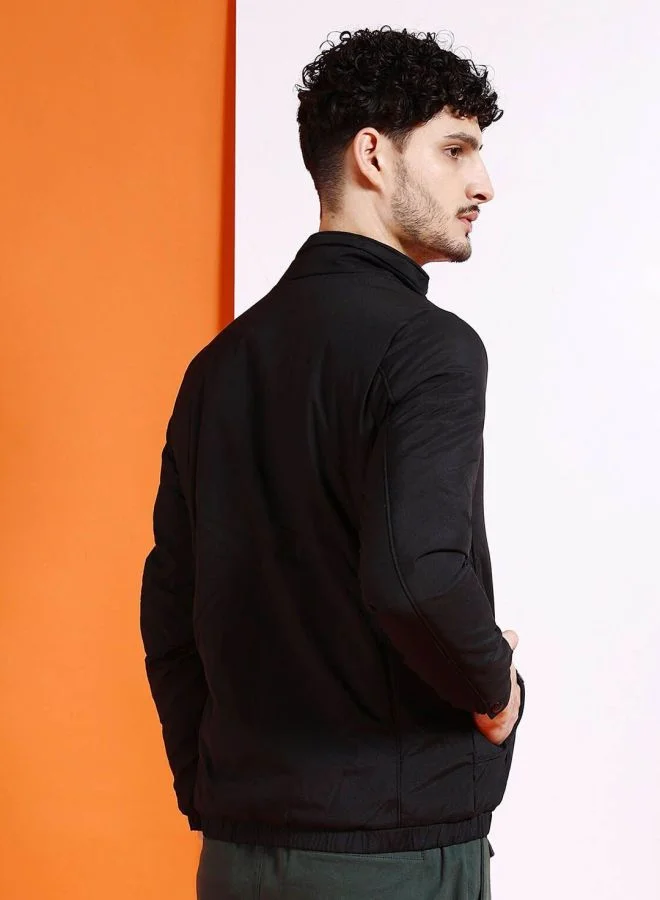 ذا انديان كراج كو The Indian Garage Co Men Regular Fit Solid High Neck Long Sleeves Jacket