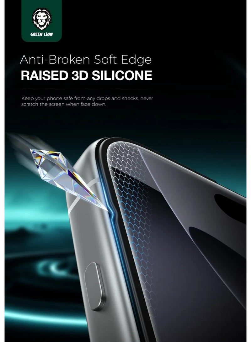 GREEN LION iPhone 17 Screen Protector / 3D Silicone Plus High-Definition Edge Glass/ Anti Scratch Glass for iPhone 17/Anti Fingerprint Screen Protector -Black Edge/Clear - Image 5