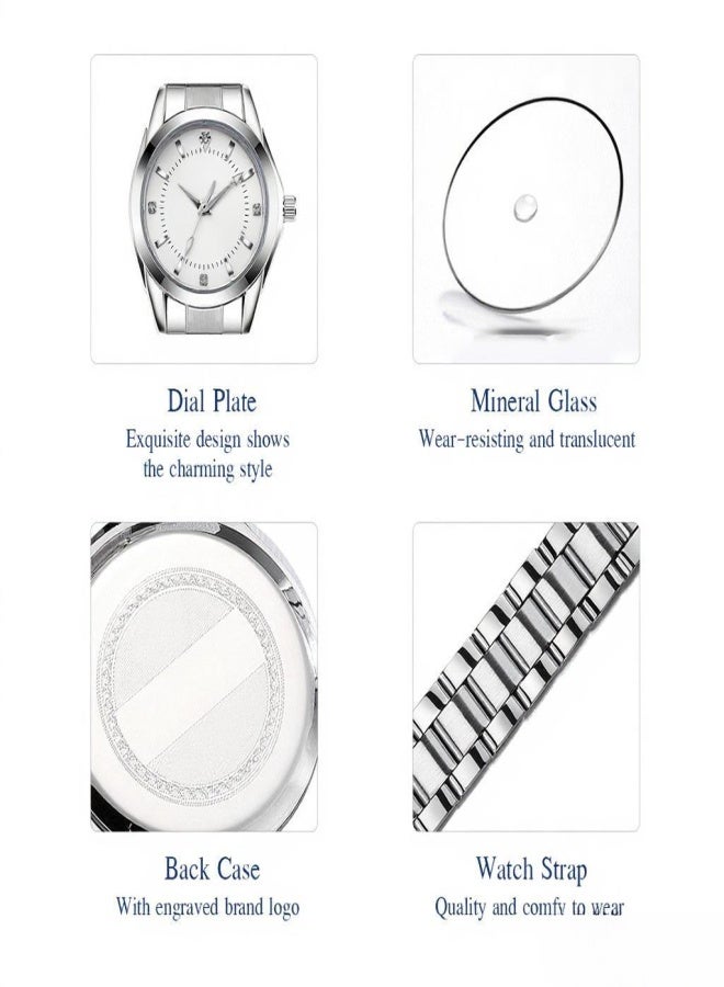 شينيكسي ساعة يد نسائية كلاسيكية كوارتز، ساعة يد أنيقة بسوار من الفولاذ الصلب، عقارب مضيئة، مقاومة للماء حتى عمق 3 أمتار، مناسبة للاستخدام اليومي والعمل. - Image 5