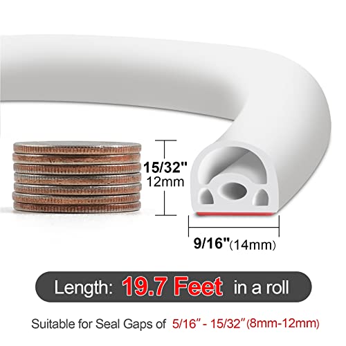 Benory [New Upgrade] 19.7Ft Silicone Door Weather Stripping Door Seal Strip for Doors & Windows, Multi-Layer Soundproof Chamber Design, Self-Adhesive, Seal Large Gaps, Easy to Cut & Install - Image 3