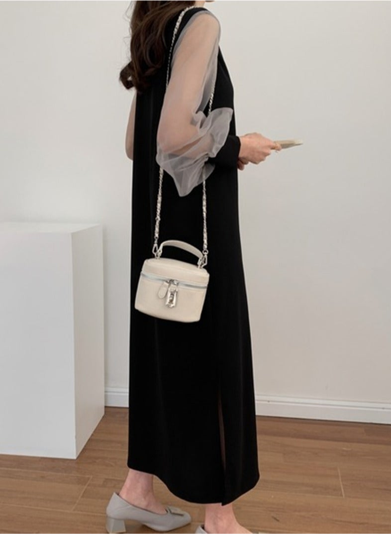 Chiffon sleeve one piece pierce V neck long sleeve long dress ﻿ - Image 4