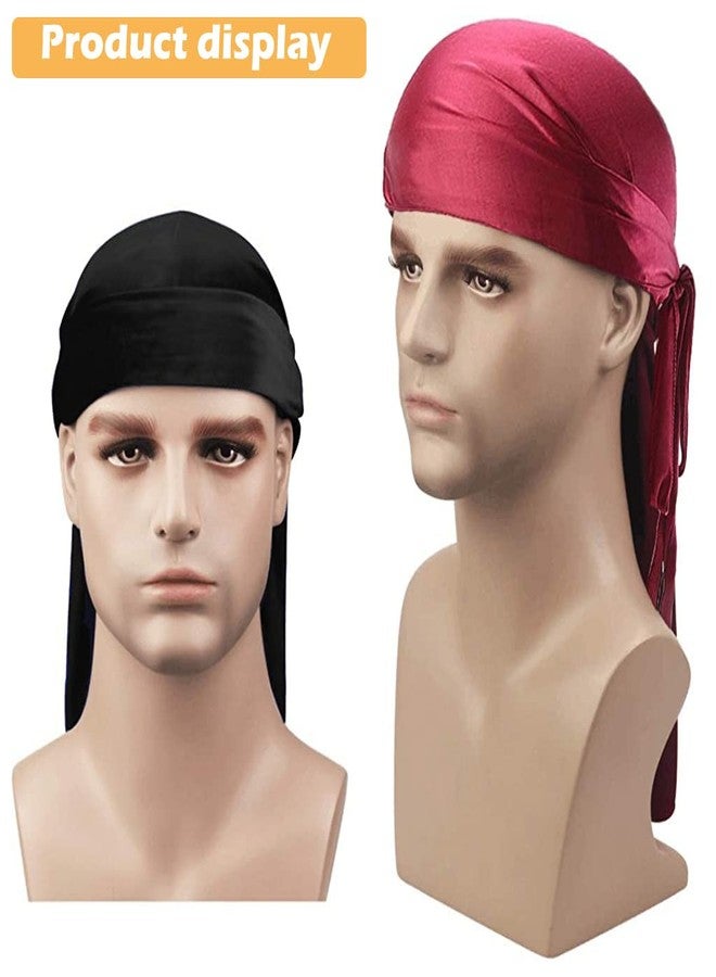 Zibuyu Silk Durag For Men And Women Head Cover Cap Hiphop Style Durag Headwear Fashion Piece Extra Long Durag Head Scarf - 4 Pcs, Unisex, Multicolor - Image 3