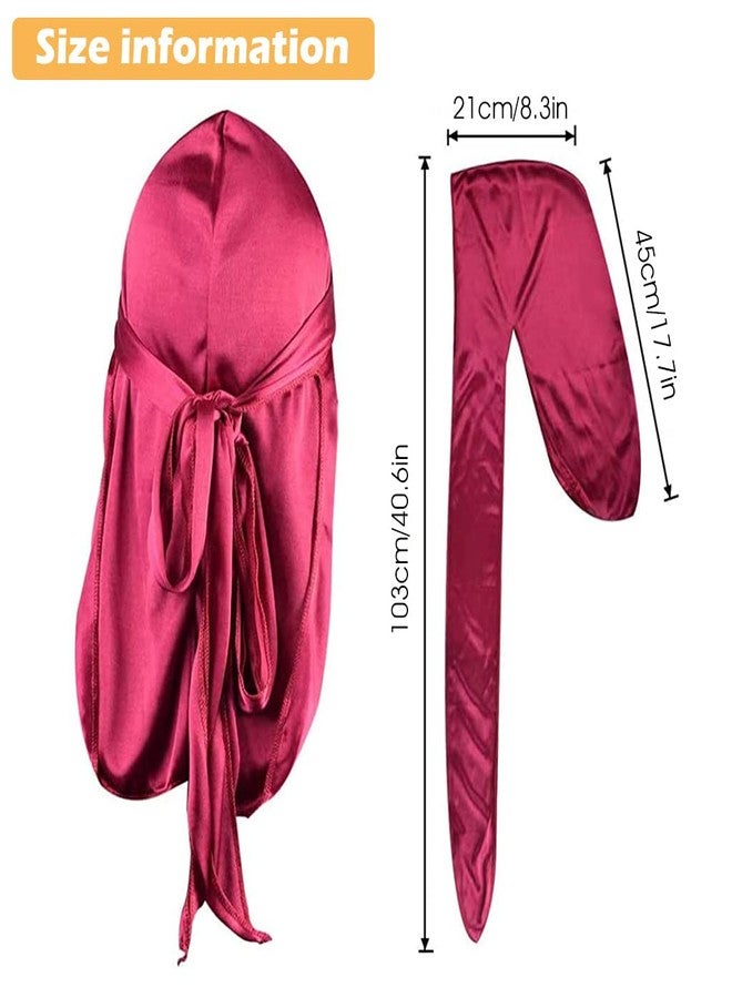 Zibuyu Silk Durag For Men And Women Head Cover Cap Hiphop Style Durag Headwear Fashion Piece Extra Long Durag Head Scarf - 4 Pcs, Unisex, Multicolor - Image 2