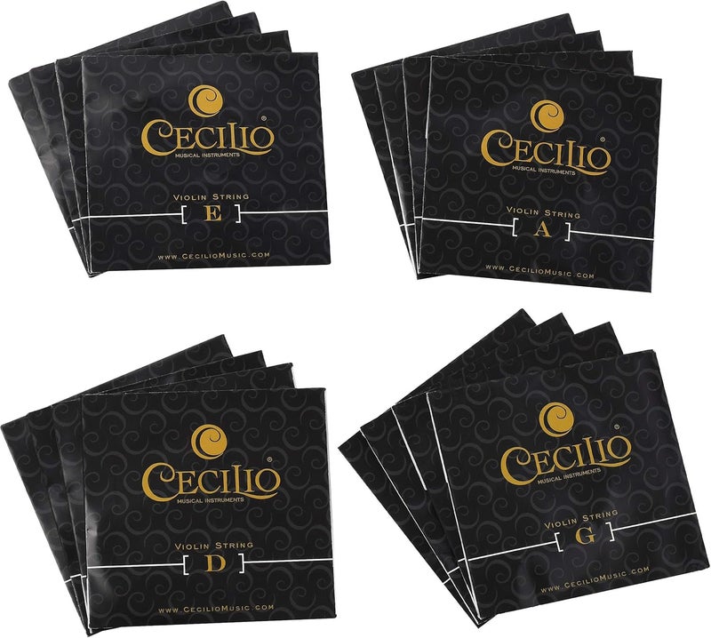 Cecilio 4 Packs of Stainless Steel Violin Strings 4/4 Full Set with E, A, D, G Strings for Electric and Acoustic Violins - Reliable and Affordable Replacement for your Fiddle - Image 2