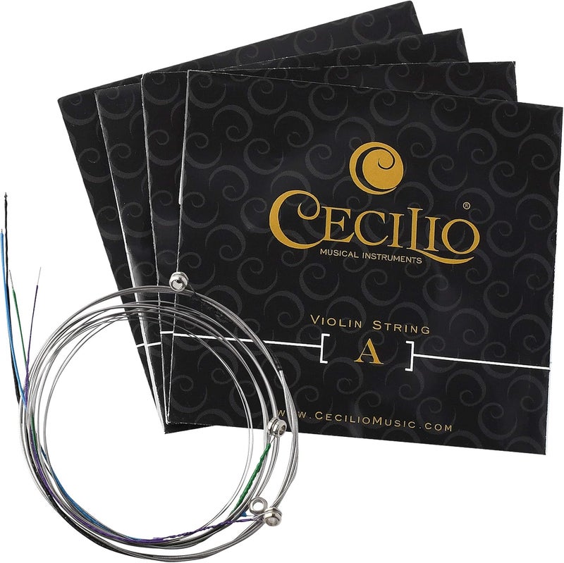 Cecilio 4 Packs of Stainless Steel Violin Strings 4/4 Full Set with E, A, D, G Strings for Electric and Acoustic Violins - Reliable and Affordable Replacement for your Fiddle - Image 1