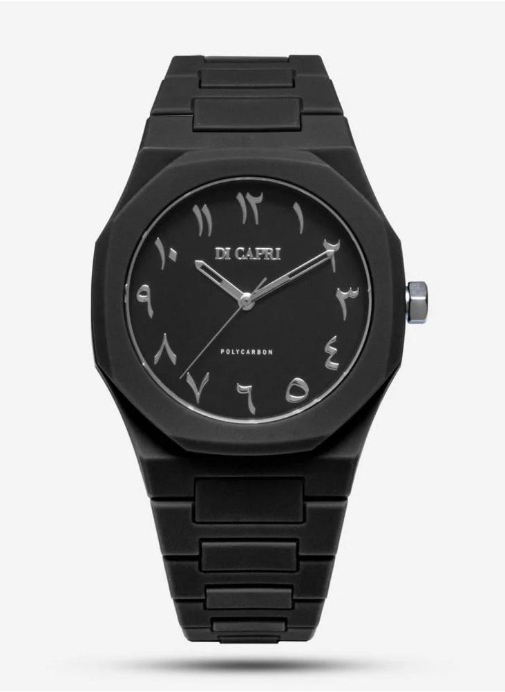 Di Capri - High-quality water-resistant men's carbon watch with Arabic numerals, black - Image 1