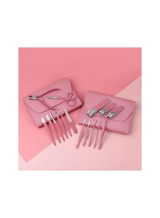 مجموعة العناية بالأظافر الاحترافية مكونة من 16 قطعة من أدوات العناية بالأظافر مع حافظة جلدية فاخرة مناسبة للسفر وللأظافر السميكة (كشمير) - Image 3