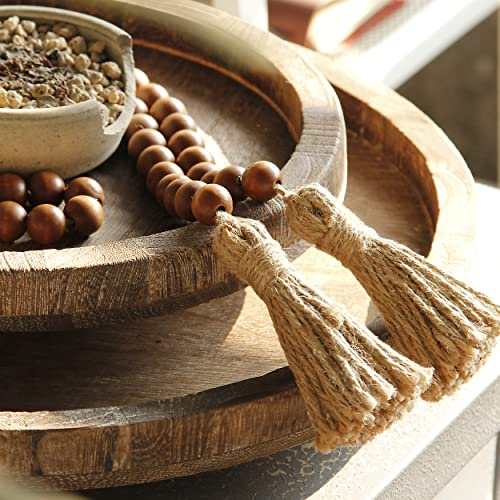 Meplait 39in Wood Bead Garland Farmhouse with Tassels,Versatile Prayer Beads Boho Chic Wall Hanging Home Decor (Brown) - Image 3