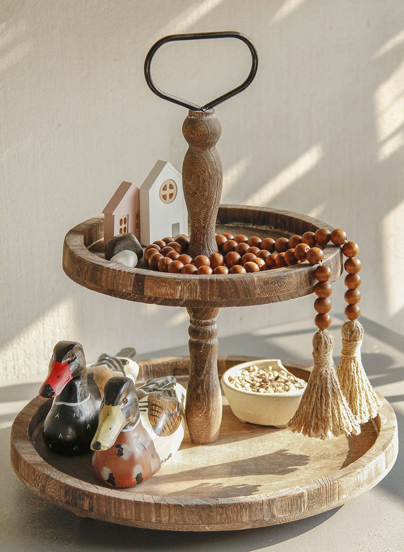 Meplait 39in Wood Bead Garland Farmhouse with Tassels,Versatile Prayer Beads Boho Chic Wall Hanging Home Decor (Brown) - Image 2
