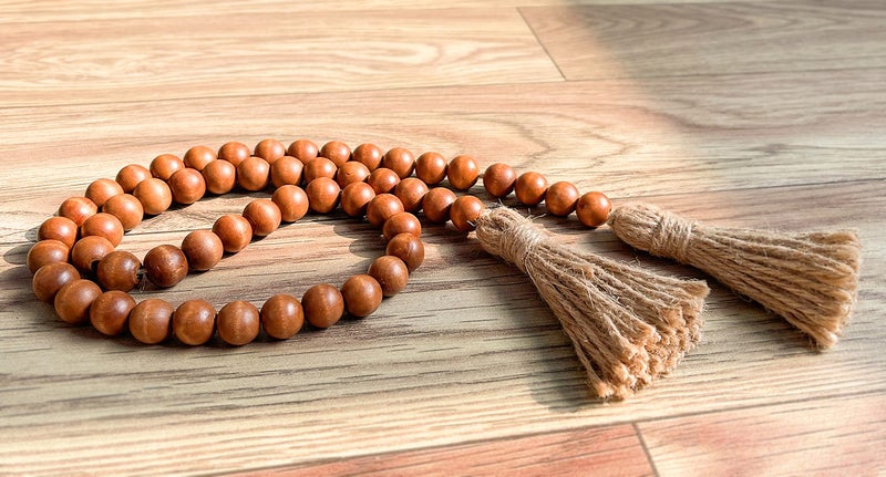 Meplait 39in Wood Bead Garland Farmhouse with Tassels,Versatile Prayer Beads Boho Chic Wall Hanging Home Decor (Brown) - Image 5