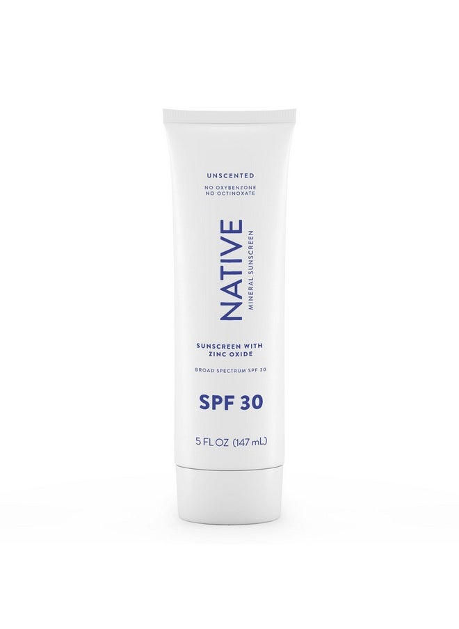 native - Native Sunscreen SPF 30, Zinc Oxide Dermatologist Tested Suitable for Sensitive Skin & Hawaii Compliant, 5 Ounces | Unscented Sun Protection Lotion, Lightweight & Smooth - Image 1